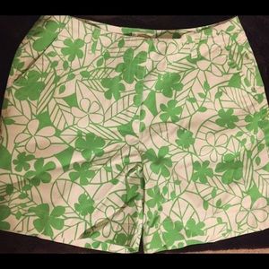Talbots woman size 14 green/white floral print
